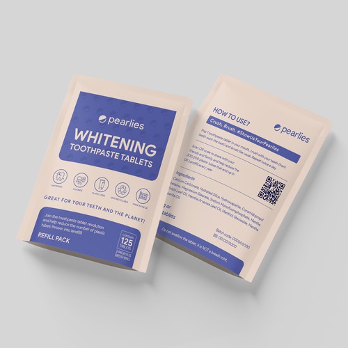 Design an attractive refill pack for a trendy new toothpaste tablet brand Design by farhanubaid