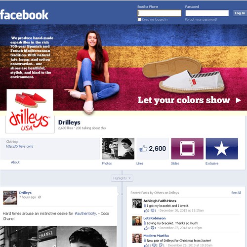 Facebook brand design for international Espadrille shoe company.  More work to follow! Design por *senja*