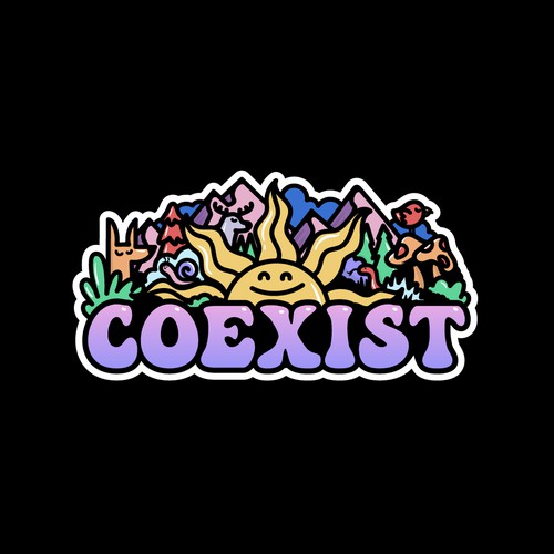 NEED FUN AND COLORFUL "COEXIST" STICKER ILLUSTRATED Design by Wanderline