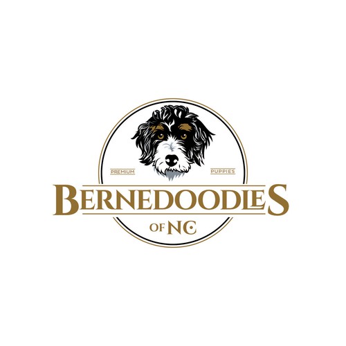 Bernedoodle dog logo capturing beauty & whimsical fun of the breed Design by F.canarin