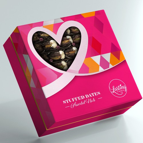 We need a powerful package design for our new assorted stuffed dates product Design by IleanaP