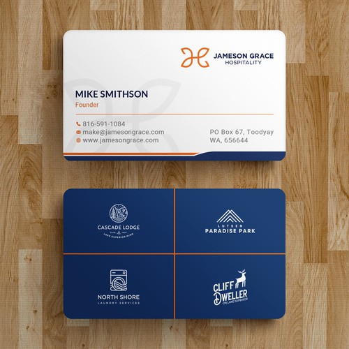 Design Create a modern and clean business card for a parent company with 4 subsidiaries por Roni_