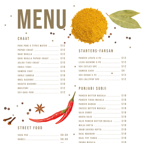 Indian Restaurant Menu Design Design by wildhare