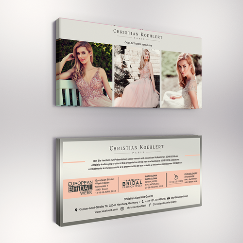 Flyer design for evening dress label needed to invite our customers to Exhibitions Design by Luigi Mazz