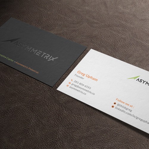 Design a cool, edgey but sophisticated business card for an alternative investment firm. Design von Roni_