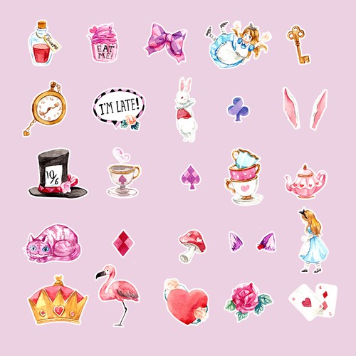 Designs Guaranteed Alice In Wonderland Themed Stamp Sets For Stylish Photo Editing App 不思議の国のアリスモチーフのスタンプ大募集 オシャレなコラージュアプリで利用 Illustration Or Graphics Contest