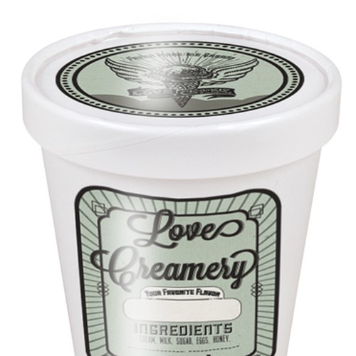 Ice Cream Container Labels for Love Creamery Design by Rossa Designs