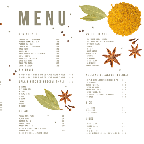 Indian Restaurant Menu Design Design by wildhare