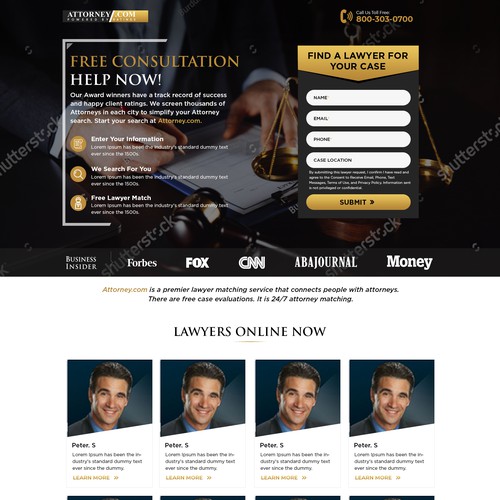 Design a Landing Page for Attorney.com Design by Atul-Arts