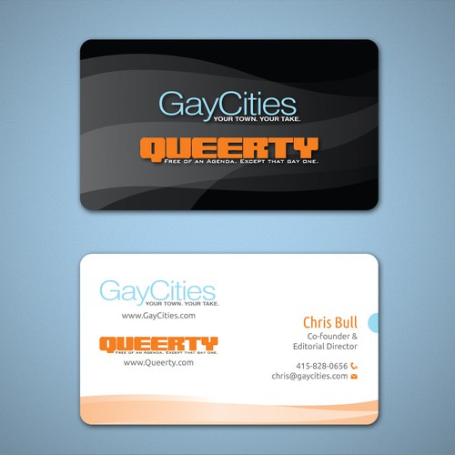 Create new business card design for GayCities, Inc., which runs Queerty.com and GayCities.com,  Réalisé par Tcmenk