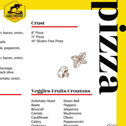 Mad Moose Pizza- Menu- Design by ✦ORNEI✦