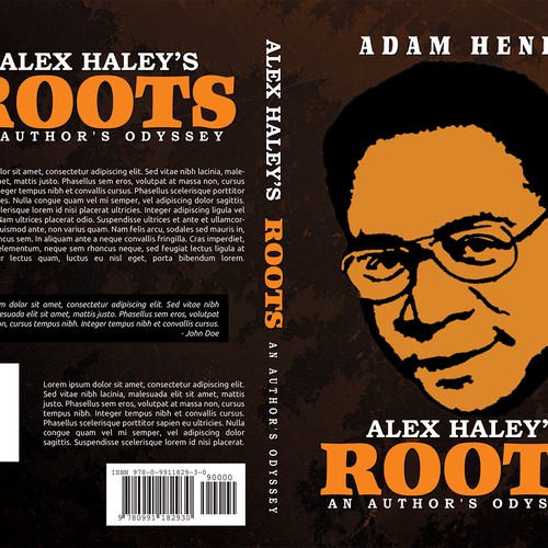 Create a 1970s retro book cover for biography of Alex Haley, author of "Roots." Design by Cover Belle