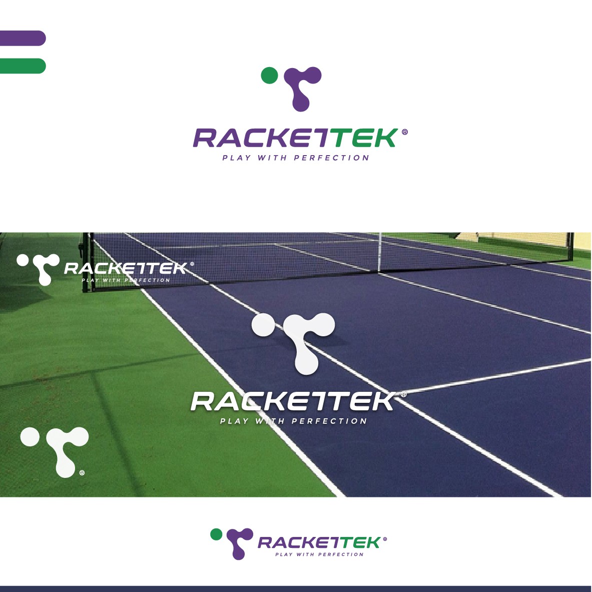 Badminton logo with the title 'Racketek logo concept'
