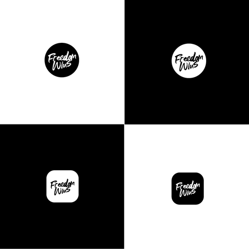 Freedom Wins - Information to Improve Your Freedoms - Cursive Font Logo Diseño de nrdy.