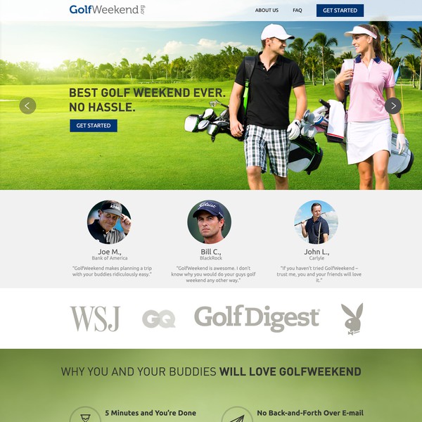 GolfWeekend one-page website design