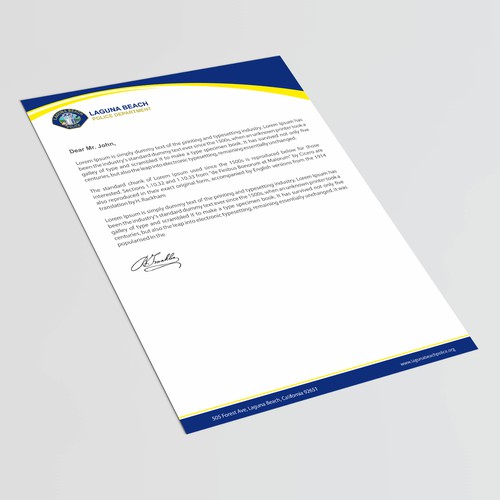 Laguna Beach Police Department Stationary Design by thinkweb art