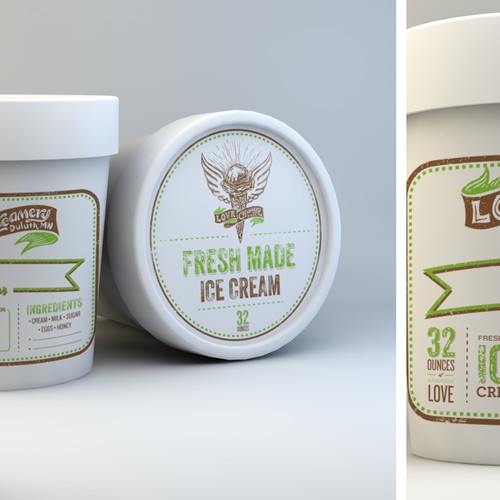 Ice Cream Container Labels for Love Creamery Design by Calavera