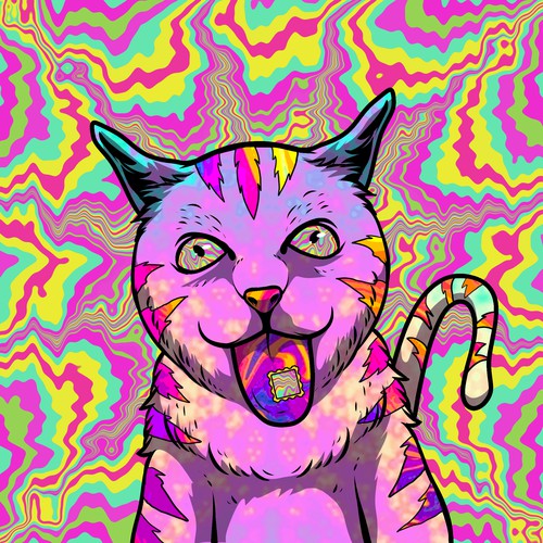 Psychedelic Cats Auto Generated Trading Cards to raise money for Cat Rescue Design por Amieru