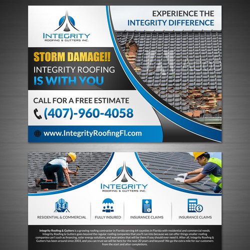 Roofing Company Storm Damage Flyer Design by VGaneshayan1