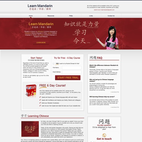 Create the next website design for Learn Mandarin Diseño de john eric