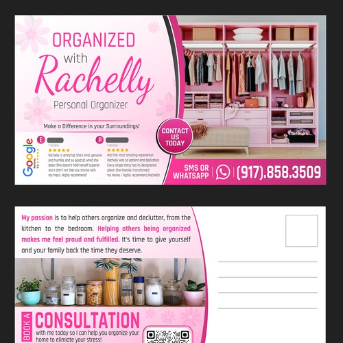 We need a powerful direct mail flyer for our professional home organizer  service, Postcard, flyer or print contest