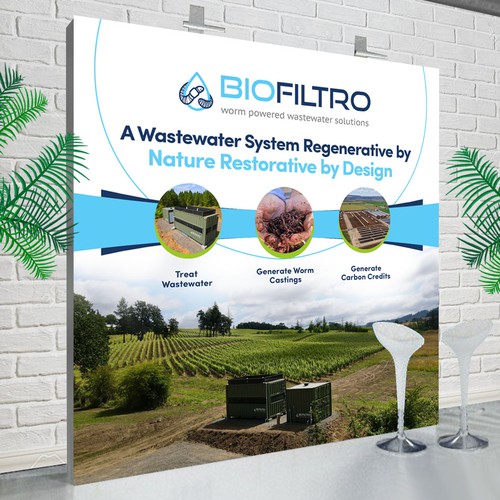 Design a Clean Trade Show Backdrop/Podium for a Regenerative Agriculture/Wastewater Company Design by Designbe