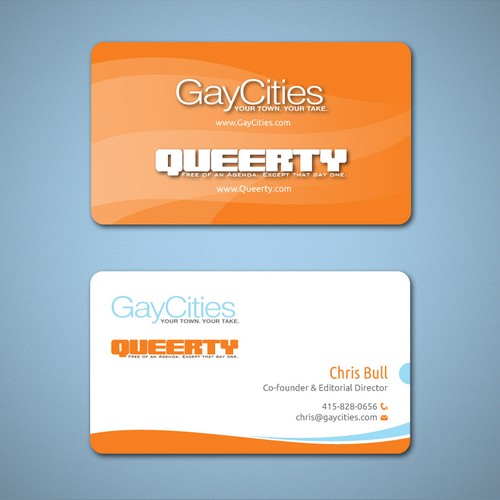 Create new business card design for GayCities, Inc., which runs Queerty.com and GayCities.com,  Réalisé par Tcmenk