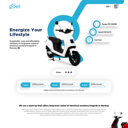 Diseño de Design brand new website for a long-term electric scooter rental start-up in Norway de -xxia-