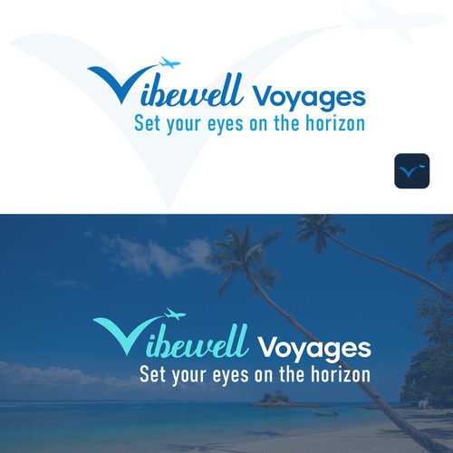 Calming & Relaxing Logo for Vibewell Voyages Travel Agency Design by Abid Nion