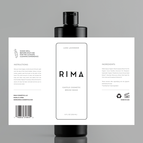 Minimalist Label for a luxury brand of cosmetic brush washes Design by miljandesign
