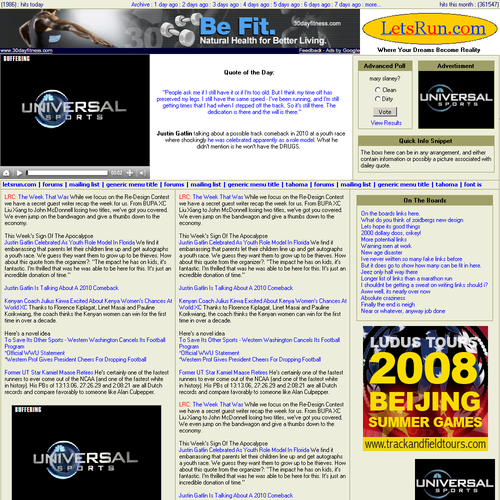 LetsRun.com Homepage Re-Design/Cleanup Diseño de Zoidberg