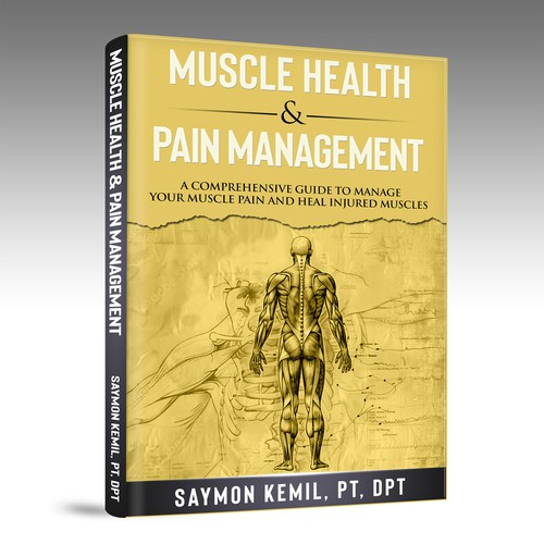 Book cover with a drawing images of the human anatomy combining muscles and bone structure. Design by inventivao