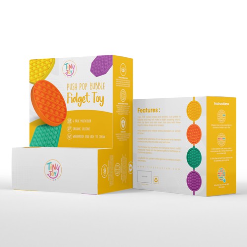Toy Company in need of a playful, bright, and descriptive packaging. Design by CUPEDIUM