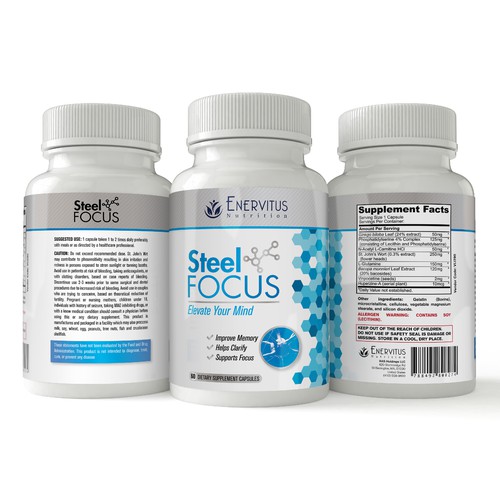 Design a powerful modern label ( Brain Supplement)for a premium health