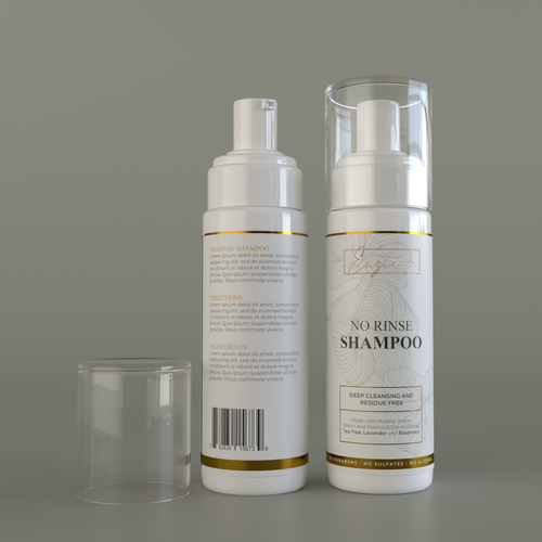 Modern product label for a no-rinse shampoo Design by Tamara.D