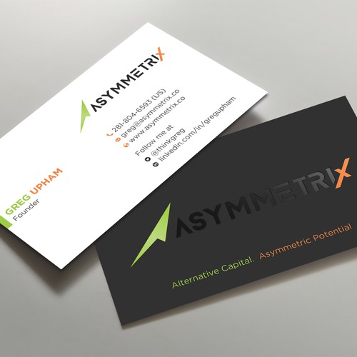 Design a cool, edgey but sophisticated business card for an alternative investment firm. Design von prosenjit_P