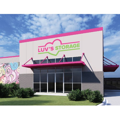 Luv’s Storage - modern logo with bright color Design by mami.studio
