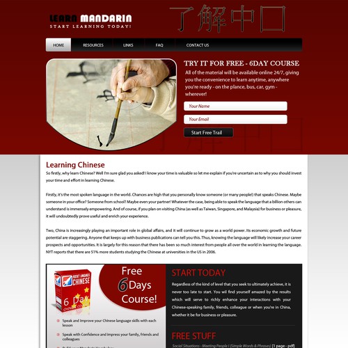 Create the next website design for Learn Mandarin Diseño de DesignSpeaks