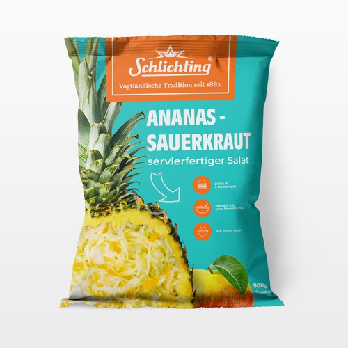 Stayin alife - Refresh an old fashion package for Salad with Sauerkraut, Pineapple and Apple-ontwerp door gingko