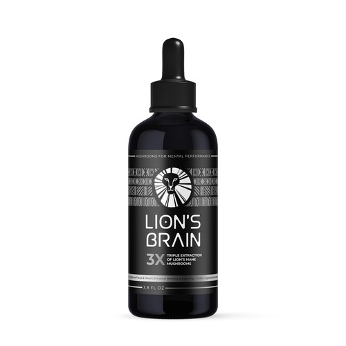 Lion's Mane Mushroom Tincture Bottle - Label Design Design by gs-designs