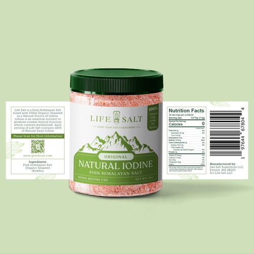 Label for Natural Iodine Pink Himalayan Salt that is fused with Seaweed Design by Kukuh Saputro Design