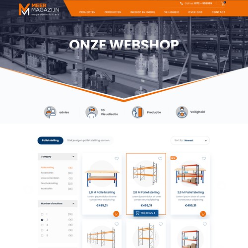 Creative website templates for a leading pallet racks company_ Meermagazijn Design by MercClass