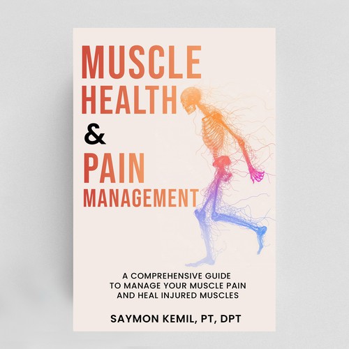 Book cover with a drawing images of the human anatomy combining muscles and bone structure. Design by NoBoundaries