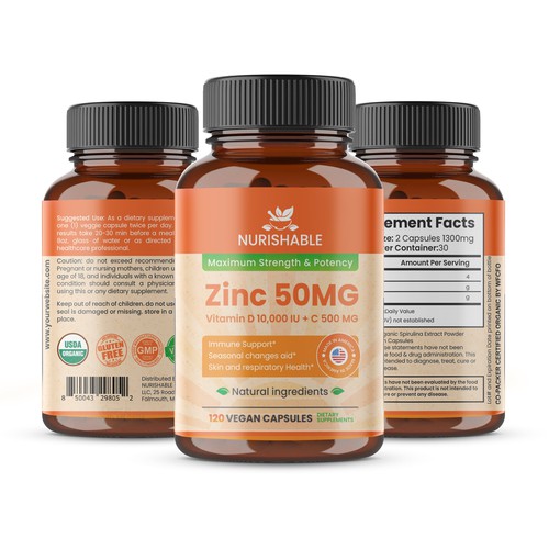 We need a "beautiful bottle label" for Zinc and Vitamin D3 supplement - Redesign Design by Designlifelk