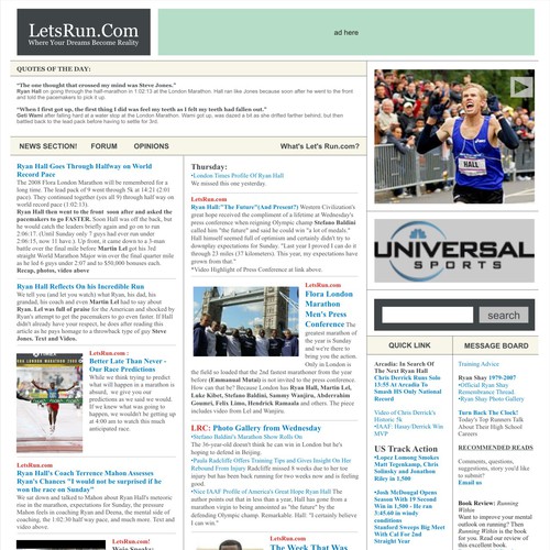 LetsRun.com Homepage Re-Design/Cleanup Diseño de vake