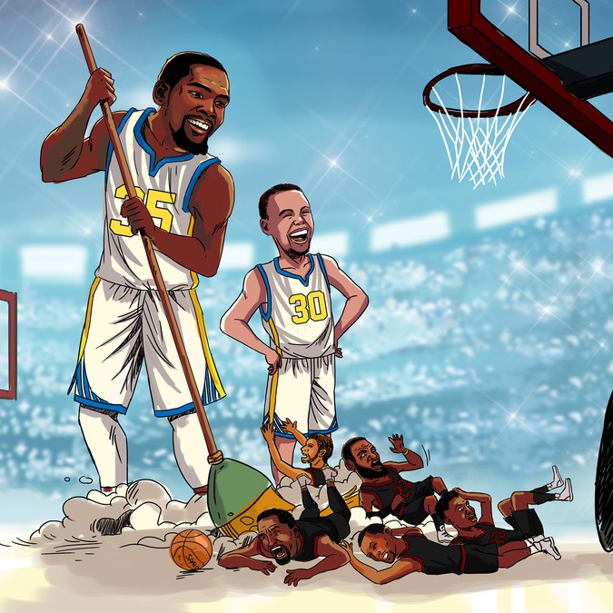 Illustration of Kevin Durant Sweeping up cleveland cavaliers ...