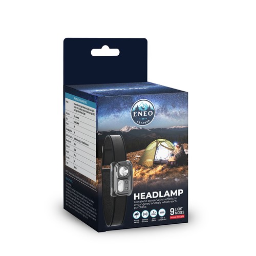 Design the packaging a outdoor headlamp where proceeds are donated to save american wildlife Design by Manthanshah