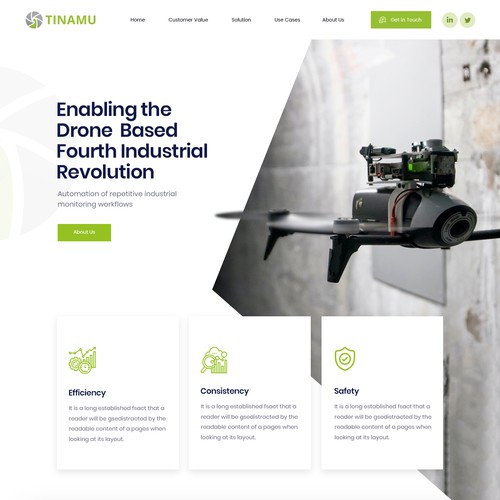 A powerful web design for a high-tech drone startup Design by ⚡️unbox.style⚡️