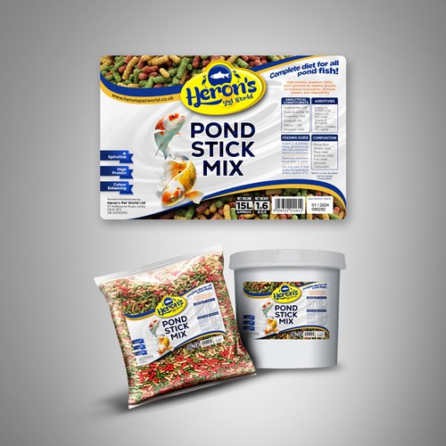 Designs | Design a product label for premium pond stick mix, fish food ...