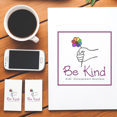 Be Kind!  Upscale, hip kids clothing store encouraging positivity Design by Jemcalija